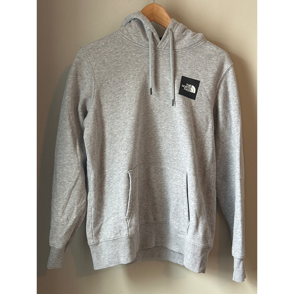 The North Face Womens Gray Hoodie Box Logo Pullover Sweatshirt Sz Small